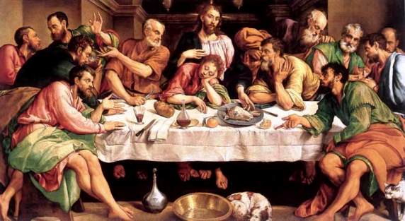 The Last Supper, Jacopo Bassano. Peter sits at Jesus' right hand