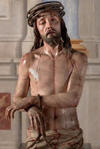 The Man of Sorrows, Pedro de Mena, 1673, carved wooden statue with painted surface