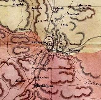 Topographic map of the area around Jerusalem