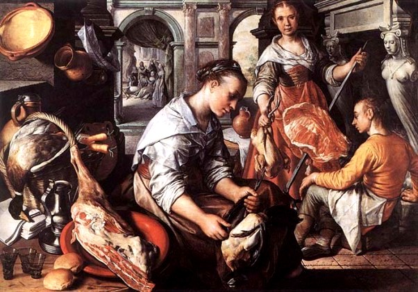 'Christ at Home with Martha and Mary', Joachim Beuckelaer, 1565