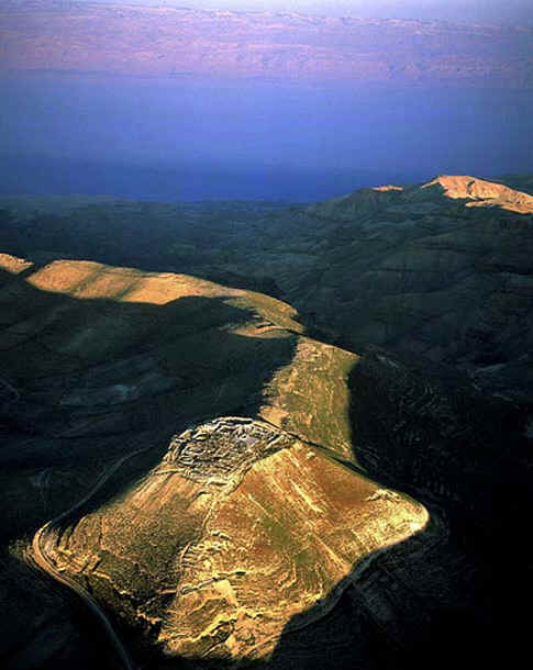 Machaerus where John was executed (see map above, bottom right). At the rear of the fortress  is a ridge built by King Herod the Great to bring fresh water to the people within the walls.